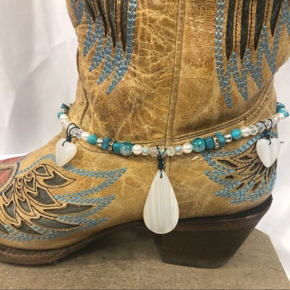 Chalcedony & Turquoise Charm Boot Bracelet - Picture 1 of 5